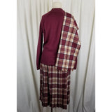 Vintage Pitlochery Knitwear Kilt Skirt Outfit Sash Top Wool Tartan Plaid Womens 14 Lochmari Maroon