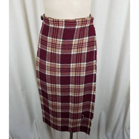 Vintage Pitlochery Knitwear Kilt Skirt Outfit Sash Top Wool Tartan Plaid Womens 14 Lochmari Maroon