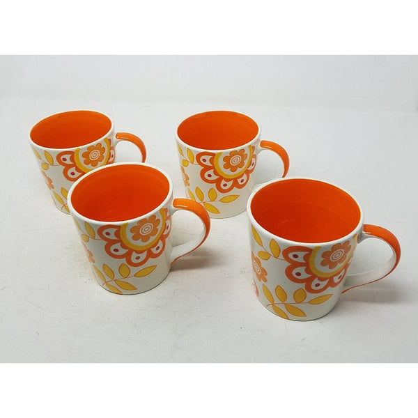 Vintage Crate & Barrel Mugs 70s Repop Crazy Daisy Style Cup Beverage Coffee Tea