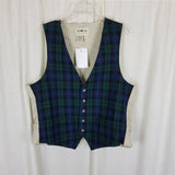 Vintage AKA Eddie Bauer Wool Tartan Plaid Pointed Vest Mens L Waistcoat USA 90s