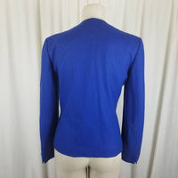 Vintage Pendleton Collarless Pure Virgin Wool Cobalt Blazer Jacket Womens 6 USA