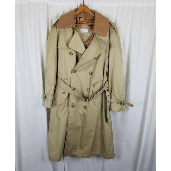 Vintage Whitehaven Insulated Belted Military Double Breasted Trench Coat Mens size 40S