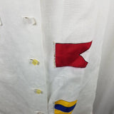 Vintage Mid Century Nautical Flags Woven Button Up Shirt Coat Dress Womens S