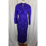 Vintage Bari-Jay Keyhole Bustle Back Maxi Damask Dress Crop Jacket Womens 13 14