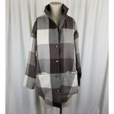 VTG Christian Dior Separates Wool Plaid Button Up Blazer Jacket Shacket Womens 6