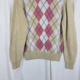 Vintage Denver Dry Goods Argyle Apres Ski Geometric Knit Sweater Mens L 80s 90s