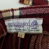 Vintage Pitlochery Knitwear Kilt Skirt Outfit Sash Top Wool Tartan Plaid Womens 14 Lochmari Maroon