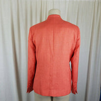 Vintage Via Condotti Woven Linen Blazer Jacket Womens 4 Collarless Mock Neck