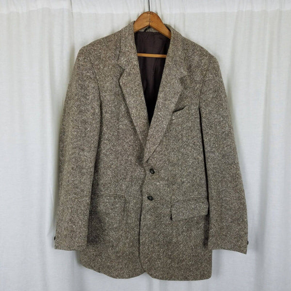 Vintage Donegal Tweed Brown Wool Sport Coat Blazer Jacket Mens 40 Double Vented