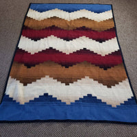 Vintage Reversible Biederlack Chevron Stripes Southwestern Fleece Blanket 76X54