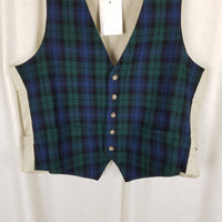 Vintage AKA Eddie Bauer Wool Tartan Plaid Pointed Vest Mens L Waistcoat USA 90s