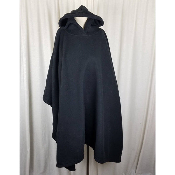 Vintage Lord & Taylor Black Hooded Fleece Poncho Cape Womens OS One Size Taiwan