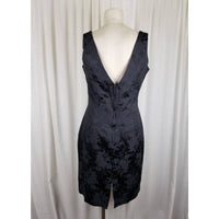 Vintage Scott McClintock Brocade V Back Little Black Dress Womens 12 Jacquard