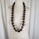 Vintage Brown Kukui Nut Hawaiian Lei Necklace Beads Strand Boho Womens Jewelry