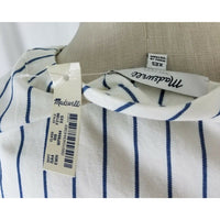 Madewell Harbor Lace up Shift Dress Ivory Blue Pinstriped Striped Womens 2XS XXS