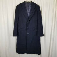 College Hall Fuzzy Winter Wool Peacoat Mens 40 Vintage Dress Over Top Coat Black