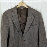 Vintage HARRIS Tweed Blazer Brown Mottled Wool Sport Coat Jacket Mens 42R USA