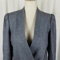 David Benjamin Gray Wool Collarless Wrap Blazer Jacket Womens 12 Vintage 80s