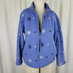 Woolrich Snowflake Full Zip Up Fleece Jacket Womens M Blue John Rich & Bros USA
