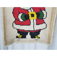 Vintage SANTA Claus Wool Latch Hook Christmas WALL HANGING Rug COMPLETED 21x26