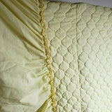 Vintage 70s Quilted Top Twin Bedspread Bed Cover Sunshine Yellow Built-in Skirt