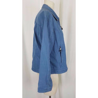 LL Bean Sunwashed Blue Canvas Zip Up Short Barn Coat Denim Jean Jacket Womens L