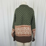 Skyr 100% Wool Birdseye Nordic Fair Isle Rolled Neck Sweater Womens M Vintage