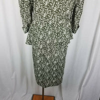 Liz Roberts Mary Ann Lamonte Peplum 80s Day Dress Womens 12 Vintage Skirt Top