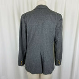 Vintage The Talbots Wool Blazer Jacket Womens 10 Mottled Charcoal Gray USA Gold