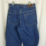 LL Bean Red Plaid Flannel Lined Denim Blue Jeans Pants Womens 6R Insulated