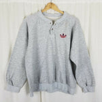 Vintage Adidas Trefoil Logo Pullover Snap Henley Sweatshirt Mens l 80s 90s Crew