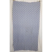 Vintage Kresge Jupiter Woven MCM Design FABRIC Blue White 1.75 + yards Medallion