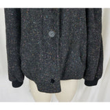 Vintage Saril Black Wool Speckled Short Peacoat Bomber Jacket Womens L USA Knit