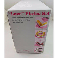 Weddingstar Love Plates Set 4 White Ceramic Candy Dishes Wedding Bridal Shower