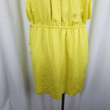 Banana Republic Chartreuse Yellow Pintuck Blouson VNeck Dress Womens M 2017