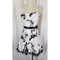 Jessica McClintock Ribbon Strapless Mini Formal Cocktail Prom Dress Womens 4 USA