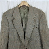 Evan Picone Filenes Wool Checked Sport Coat Jacket Blazer Mens 44 Brown Tan USA