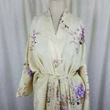 Vintage MARUKYO Kimono Wrap Maxi Robe Purple Made in Japan Asian Cosplay 57” Tie