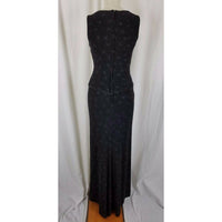 Vintage Scott McClintock Millennium 2000 Black Glitter Long Maxi Dress Womens 4