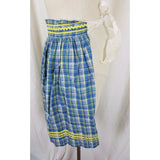 Vintage Gingham Girl Plaid Reversible APRON Mid Century Textile Cotton Ric Rac