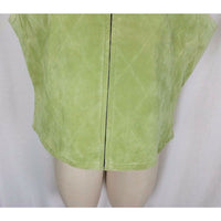 Catherine Stewart Quilted Lime Green Washable Suede Leather Zip Vest Womens XL