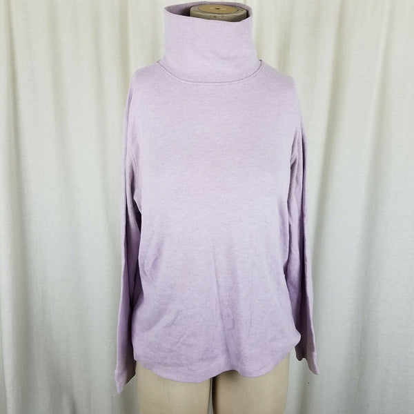 LL Bean Jersey Knit Long Sleeve Heathered Turtleneck Shirt Top Womens XL Pastel