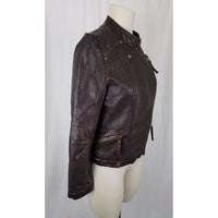 Paparazzi Vegan Leather Moto Jacket Womens L Brown Envelope Asymmetrical Closure