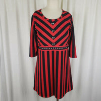 Mod Vintage 60s Twiggy Space Age Fit & Flare Twirl Mini Dress Striped Womens M L