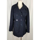 G.H. Bass Heritage Wool Double Breasted Trench Peacoat Coat Womens L Navy Blue