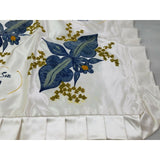 Vintage White Silk Satin Germany Mother Son Souvenir Pillow Cover Sham 1964 Blue