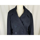G.H. Bass Heritage Wool Double Breasted Trench Peacoat Coat Womens L Navy Blue