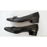 Salvatore Ferragamo Boutique Snake Skin Look Bow Low Heel Black Italy Womens 6