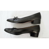 Salvatore Ferragamo Boutique Snake Skin Look Bow Low Heel Black Italy Womens 6
