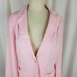 Vintage Bobbie Brooks Candy Striped Seersucker Boyfriend Blazer Jacket Womens 14